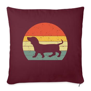 Dackel Dachshund Teckel Vintage Rétro - Housse de coussin décorative 45 x 45 cm - bordeaux - Devant