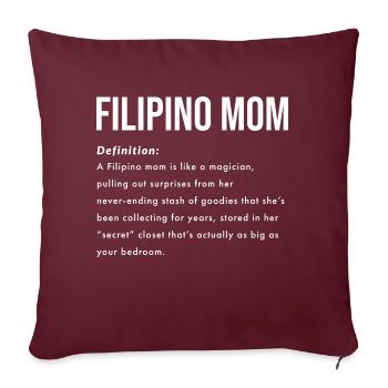 Philippinische Mama Spruch Englisch - Sofakissenbezug 45 x 45 cm - Burgunderrot - Vorne