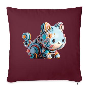 Chat Robot Abstrait Coloré - Housse de coussin décorative 45 x 45 cm - bordeaux - Devant