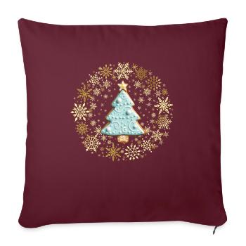 Biscuits au pain d’épice, pain d’épice sapin de Noël - Housse de coussin décorative 45 x 45 cm - bordeaux - Devant
