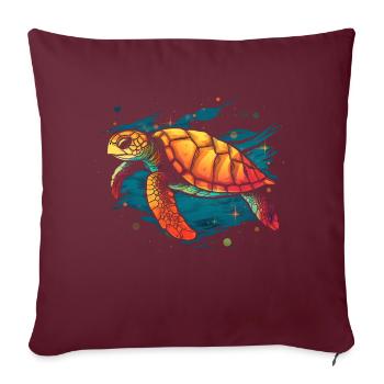 Tortue de mer dans la mer, tortues d’amour - Housse de coussin décorative 45 x 45 cm - bordeaux - Devant