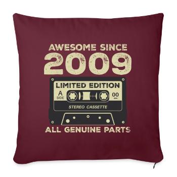 2009 Anniversaire Né(e) 2009 Vintage Retro - Housse de coussin décorative 45 x 45 cm - bordeaux - Devant