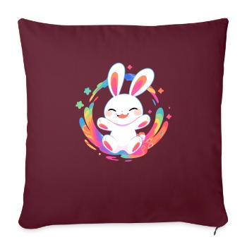 Lapin radieux - Housse de coussin décorative 45 x 45 cm - bordeaux - Devant
