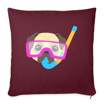 Pug Plongeur - Housse de coussin décorative 45 x 45 cm - bordeaux - Devant