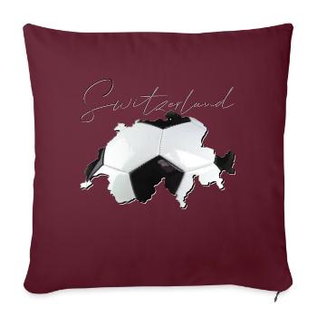 Carte de la Suisse – Real Football FR - Housse de coussin décorative 45 x 45 cm - bordeaux - Devant