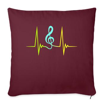 Music clef pulse frequency note heartbeat - Sofa pillowcase 17,3'' x 17,3'' (45 x 45 cm) - burgundy - Front