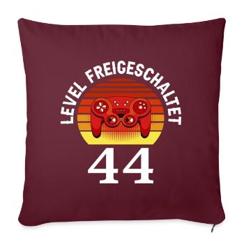 Level 44 Freigeschaltet 44 Geburtstag 44 Jahre alt - Sofakissenbezug 45 x 45 cm - Burgunderrot - Vorne
