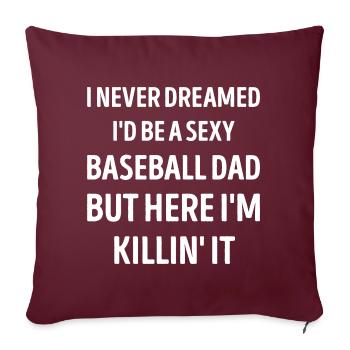 Baseball Papa Drôle Papa Blague - Housse de coussin décorative 45 x 45 cm - bordeaux - Devant