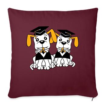 Dogs School Graduation Certificate Gymnasium College Abi - Sofa pillowcase 17,3'' x 17,3'' (45 x 45 cm) - burgundy - Front