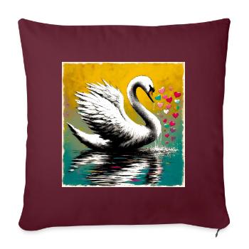 Schwan - Sofakissenbezug 45 x 45 cm - Burgunderrot - Vorne