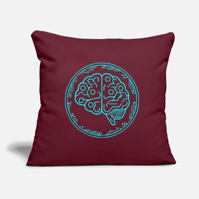 Cyber Brain AI Tech Circuit Vector Housse de coussin décorative 45 x 45 cm