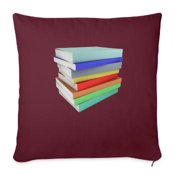 Pile de livres - Housse de coussin décorative 45 x 45 cm - bordeaux - Devant