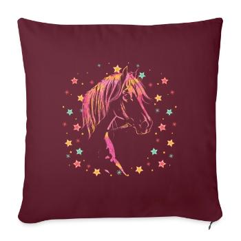 Grande chemise de cheval filles astérisque enfants Cheval - Housse de coussin décorative 45 x 45 cm - bordeaux - Devant