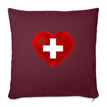 I LOVE SWITZERLAND - SCHWEIZ - SUISSE - Sofakissenbezug 45 x 45 cm - Burgunderrot - Vorne