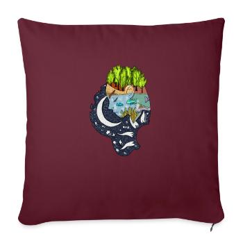 Tête, nature, verseau, zodiaque, poisson - Housse de coussin décorative 45 x 45 cm - bordeaux - Devant