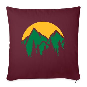 Montagnes Soleil Conifères - Housse de coussin décorative 45 x 45 cm - bordeaux - Devant