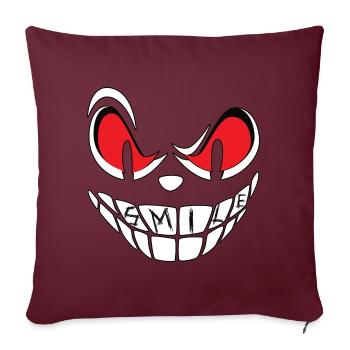 Visage souriant - Housse de coussin décorative 45 x 45 cm - bordeaux - Devant