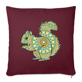 Mandala Écureuil Motif Géométrique Art - Housse de coussin décorative 45 x 45 cm - bordeaux - Devant