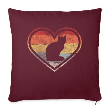Retro Katzen Herz Katze Geschenk Katzenliebe - Sofakissenbezug 45 x 45 cm - Burgunderrot - Vorne
