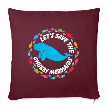 Sauvez les lamantins les dugongs - Housse de coussin décorative 45 x 45 cm - bordeaux - Devant