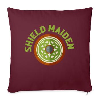 Bouclier Jeune Fille Viking Nordique - Housse de coussin décorative 45 x 45 cm - bordeaux - Devant