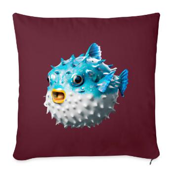 Poisson-globe gonflé - Housse de coussin décorative 45 x 45 cm - bordeaux - Devant