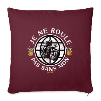 Humour bière apéro moto homme cadeau pour motard - Housse de coussin décorative 45 x 45 cm - bordeaux - Devant