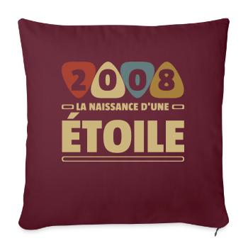 année de naissance 2008 / anniversaire année 2008 - Housse de coussin décorative 45 x 45 cm - bordeaux - Devant