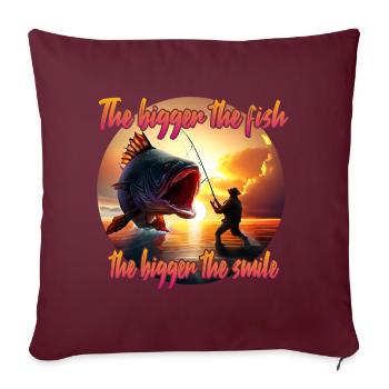 Plus le poisson est gros, plus le sourire est grand - Housse de coussin décorative 45 x 45 cm - bordeaux - Devant