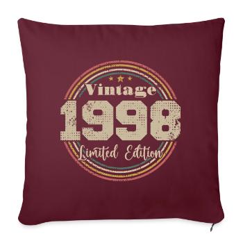 1998 Anniversaire Vintage Rétro Né En - 1998 - Housse de coussin décorative 45 x 45 cm - bordeaux - Devant