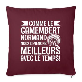 camembert normand meilleurs avec le temps - Housse de coussin décorative 45 x 45 cm - bordeaux - Devant