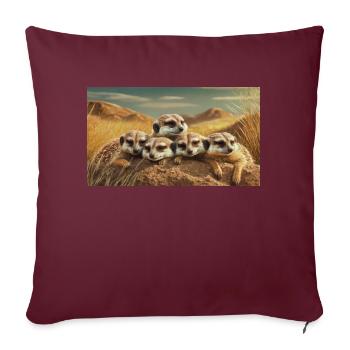 Des animaux mignons qui se détendent – des suricates dorment - Housse de coussin décorative 45 x 45 cm - bordeaux - Devant