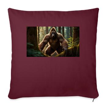 Sasquatch Bigfoot dans le monstre de la forêt sombre - Housse de coussin décorative 45 x 45 cm - bordeaux - Devant