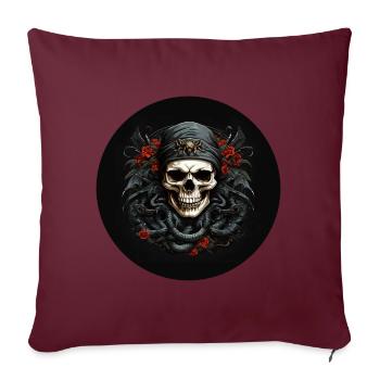Crâne décoratif avec serpents - Housse de coussin décorative 45 x 45 cm - bordeaux - Devant