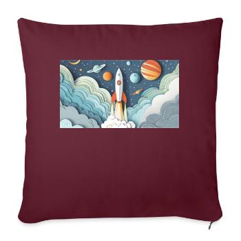 Une fusée décolle - Housse de coussin décorative 45 x 45 cm - bordeaux - Devant