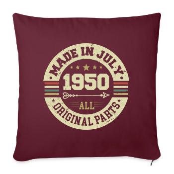 Juillet 1950 Cadeau d’anniversaire 1950 I Made in July - Housse de coussin décorative 45 x 45 cm - bordeaux - Devant