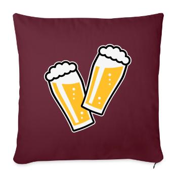 2 Biergläser Stoßen An (Bier / Willibecher / 3C) - Sofakissenbezug 45 x 45 cm - Burgunderrot - Vorne