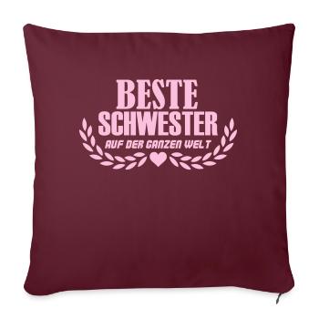 Meilleure Sœur 002 - Housse de coussin décorative 45 x 45 cm - bordeaux - Devant