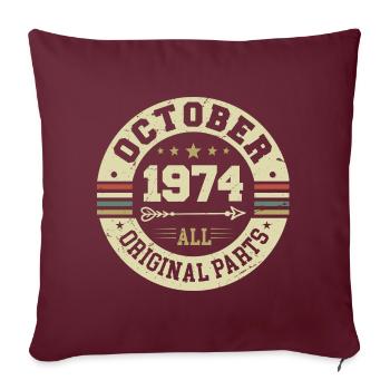 Légendaire depuis octobre 1974 Anniversaire octobre 1974 - Housse de coussin décorative 45 x 45 cm - bordeaux - Devant
