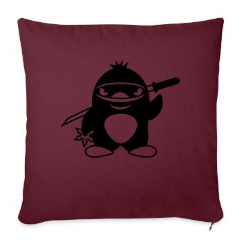 Pingouin Ninja Samouraï Japonais Katana Fighter - Housse de coussin décorative 45 x 45 cm - bordeaux - Devant