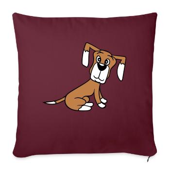 chien assis mignon petit chiot heureux animal de compagnie - Housse de coussin décorative 45 x 45 cm - bordeaux - Devant