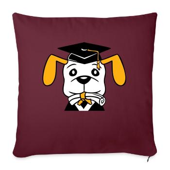 Dog School Graduation Certificate Gymnasium College Abi - Sofa pillowcase 17,3'' x 17,3'' (45 x 45 cm) - burgundy - Front