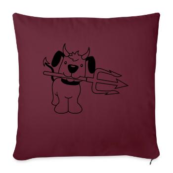 Dog Devil Satan Hell Evil Trident Horns Cool - Sofa pillowcase 17,3'' x 17,3'' (45 x 45 cm) - burgundy - Front