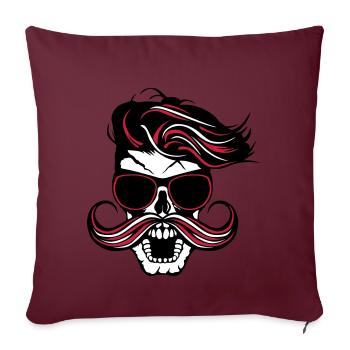 tete de mort hipster fantaisie punk coiffure moust - Housse de coussin décorative 45 x 45 cm - bordeaux - Devant