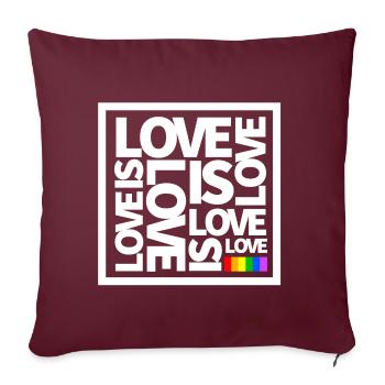 LGBT Love is Love Quadrat Gay Pride - Sofakissenbezug 45 x 45 cm - Burgunderrot - Vorne