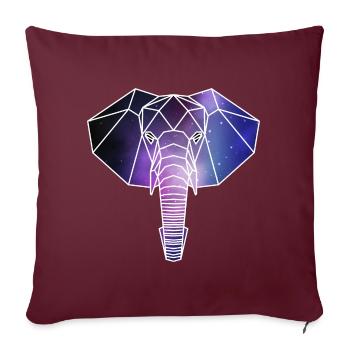 Geometrischer Elefant | Low Poly Galaxie Wildtier - Sofakissenbezug 45 x 45 cm - Burgunderrot - Vorne