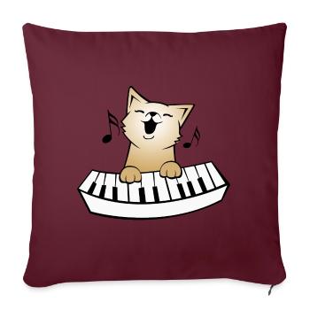 Chat au piano, cadeau piano musique chats - Housse de coussin décorative 45 x 45 cm - bordeaux - Devant