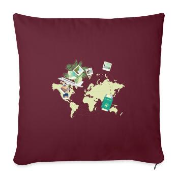 Voyages - Housse de coussin décorative 45 x 45 cm - bordeaux - Devant