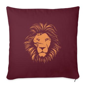 tête de lion - Housse de coussin décorative 45 x 45 cm - bordeaux - Devant