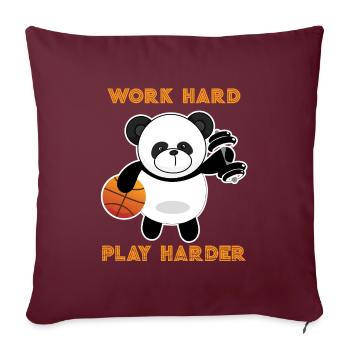 Work Hard play hard basketball Panda Tee. - Sofakissenbezug 45 x 45 cm - Burgunderrot - Vorne